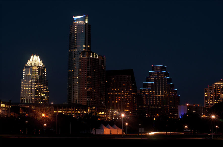 Downtown Austin Texas Cityscape At Night Photograph by Nkbimages