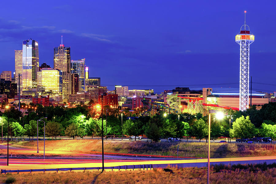 Downtown Denver Colorado Skyline In Color Photograph