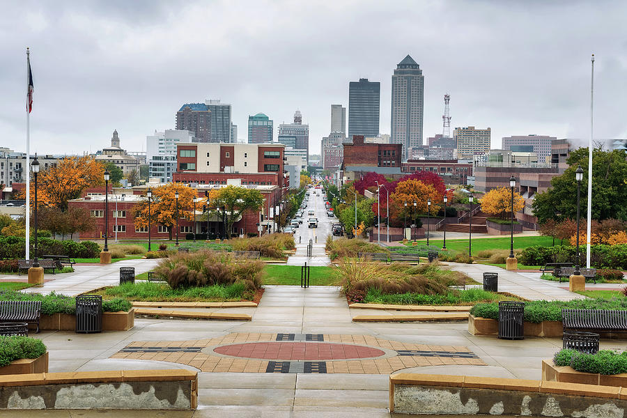 Downtown Des Moines Viewed From The Iowa State Capitol Photograph By Miroslav Liska Pixels Merch