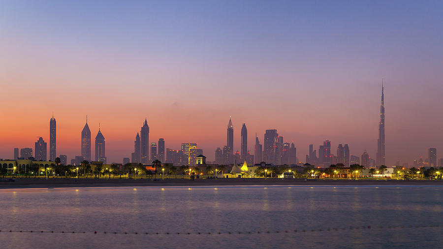 Downtown Dubai, Jumeirah Beach At Sunset, United Arab Emirates Digital 