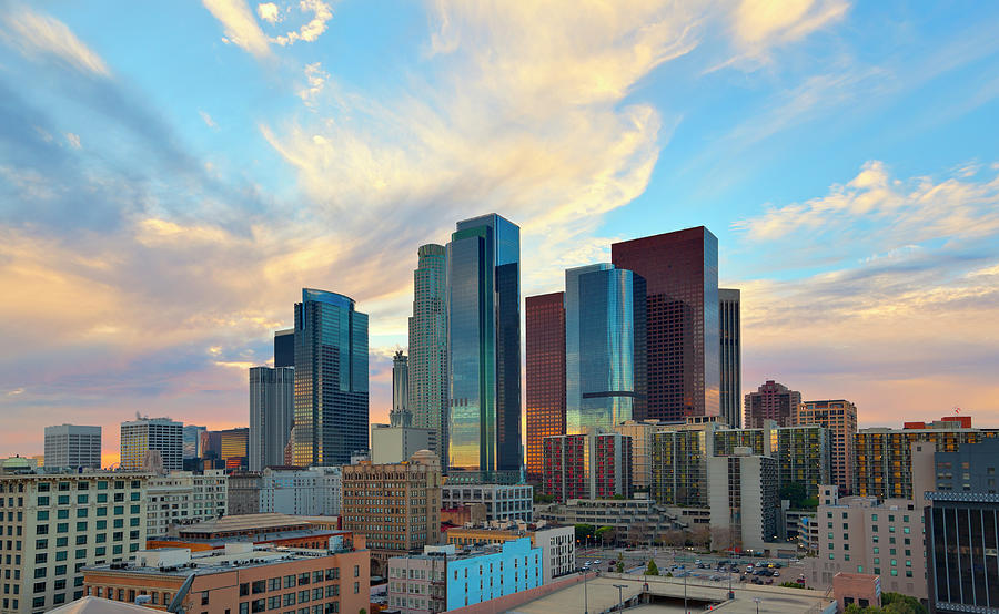 Downtown Los Angeles At Sunset Photograph by Chrisp0