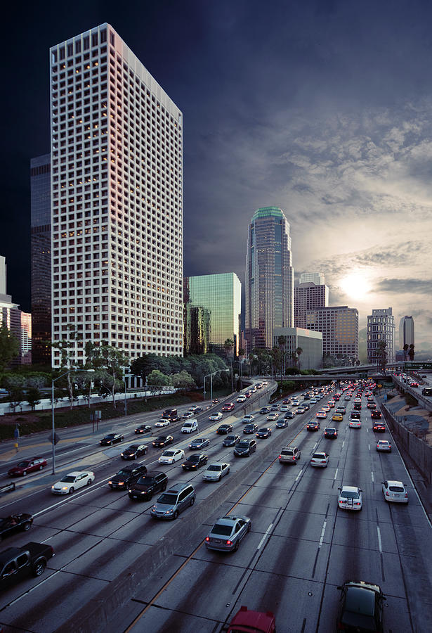 Downtown Los Angeles Traffic Photograph by Ed Freeman