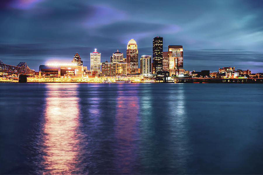 Louisville Skyline Photograph - Downtown Louisville on the Ohio River by Gregory Ballos