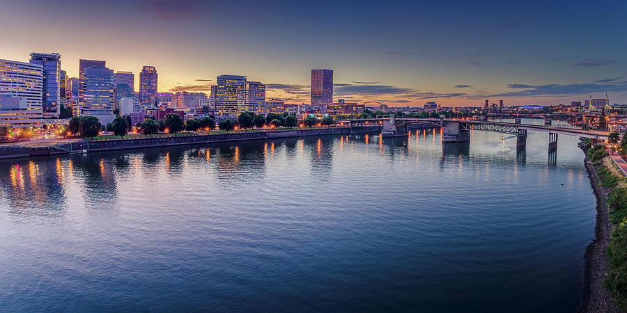 Downtown Portland At Twilight Photograph By George Shubin - Fine Art 