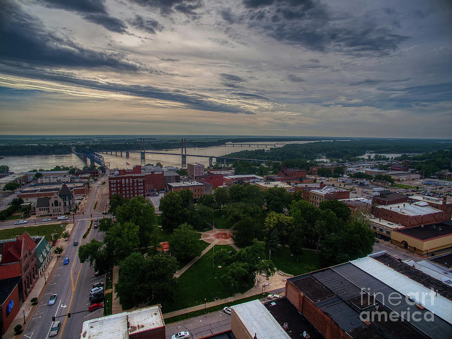 Downtown Quincy Illinois Aerial Photograph by Robert Turek Fine Art