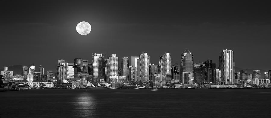San Diego Photograph - Downtown San Diego Full Moon by William Dunigan San Diego Photograph - Downtown San Diego Full Moon by William Dunigan