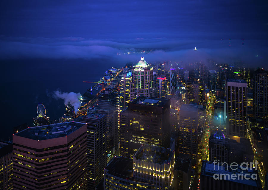 Downtown Seattle Before Dawn Photograph