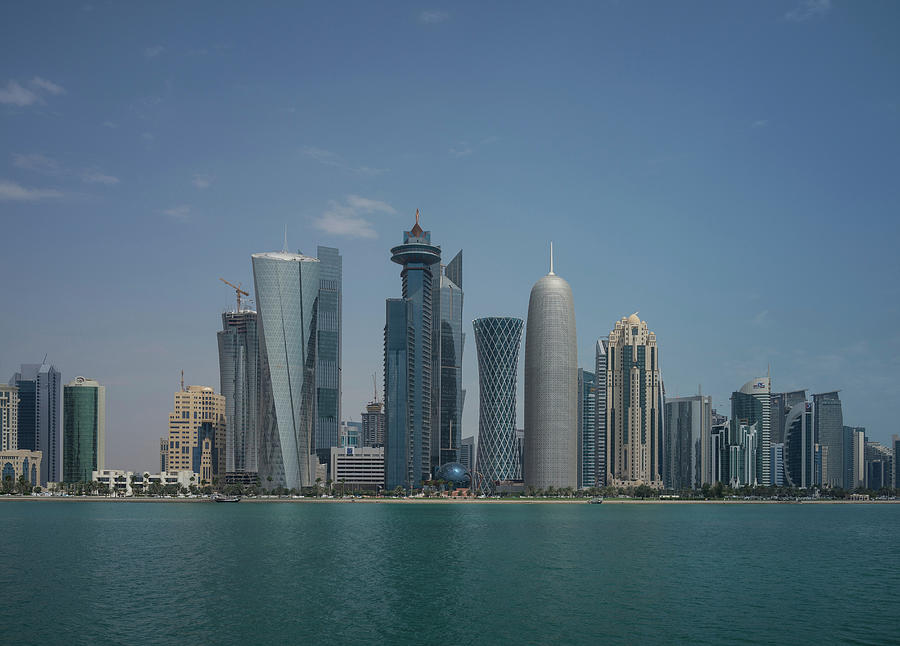 Downtown Skyline Over Water, Doha, Qatar Digital Art by Lost Horizon ...