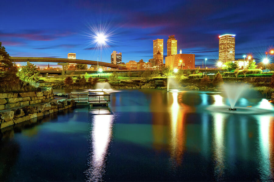 Downtown Tulsa Oklahoma Skyline At Dusk Photograph By Gregory Ballos 