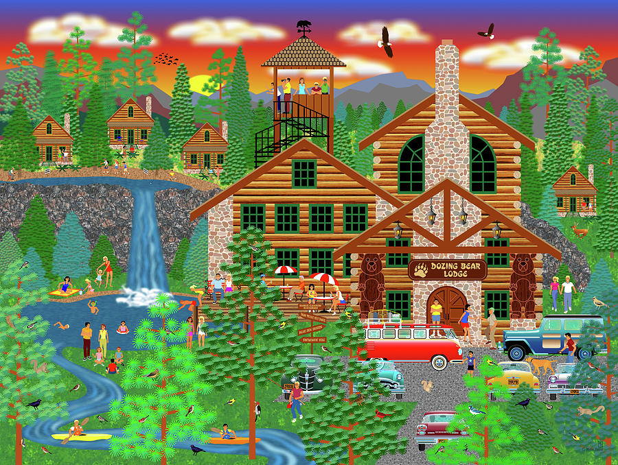 Sunset Digital Art - Dozing Bear Lodge by Mark Frost