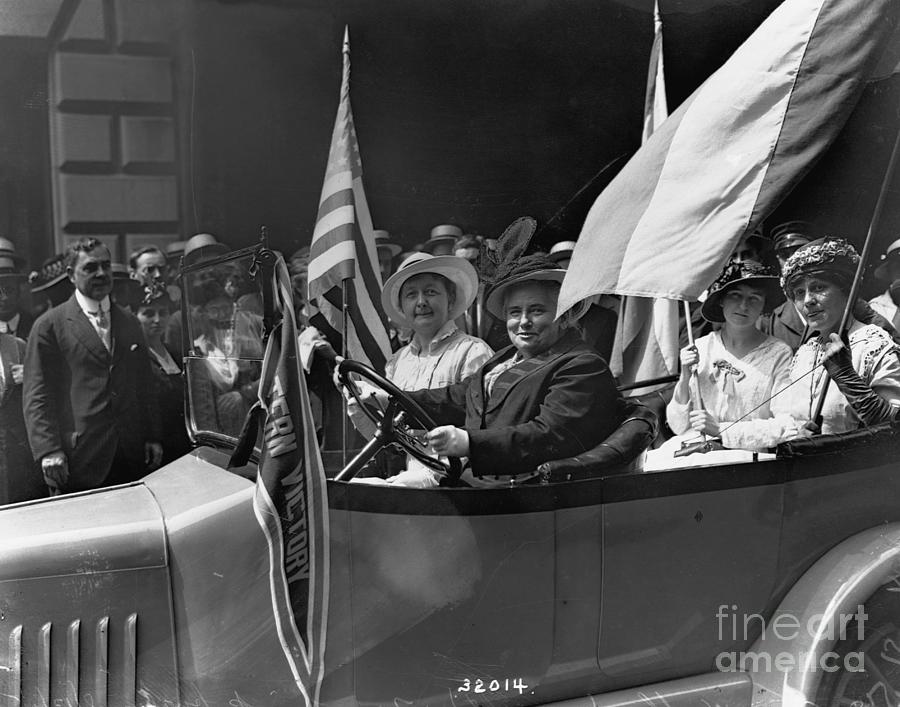 Dr. Anna Shaw Driving In A Procession Photograph by Bettmann