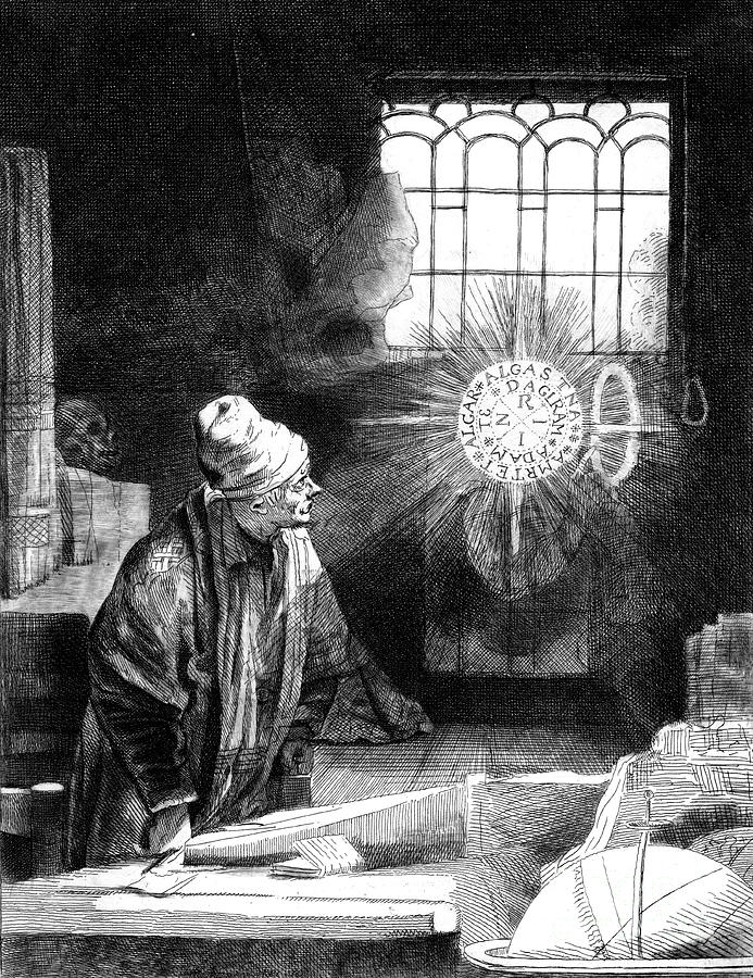 Dr Faustus In His Study Drawing by Print Collector