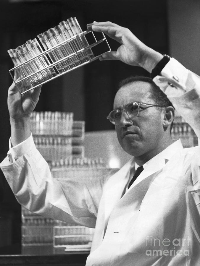 Dr. Jonas Salk In Laboratory Photograph by Bettmann