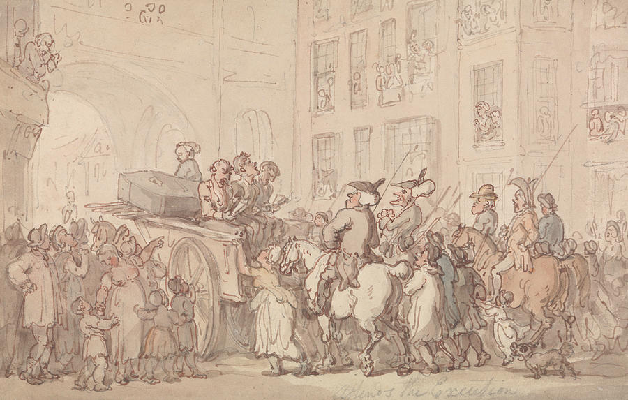 Dr. Syntax Attends the Execution Drawing by Thomas Rowlandson