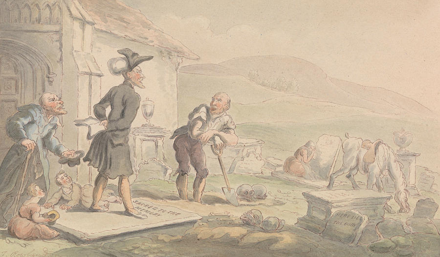 Dr Syntax Meditating on the Tombstones Drawing by Thomas Rowlandson