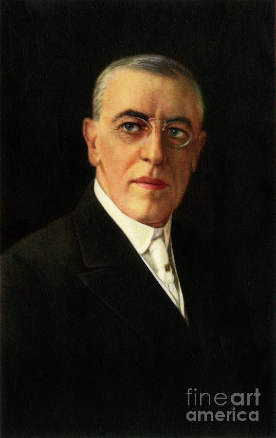 Dr Woodrow Wilson Drawing by Print Collector