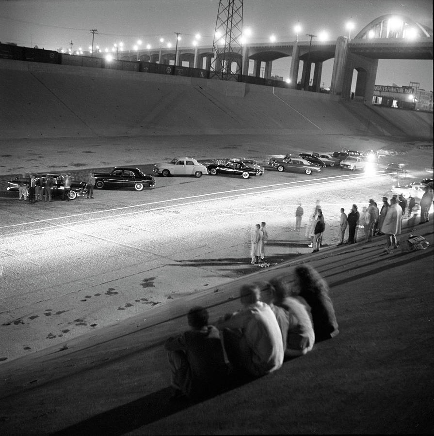 Sports Photograph - Drag Race On Los Angeles River Bed by Allan Grant