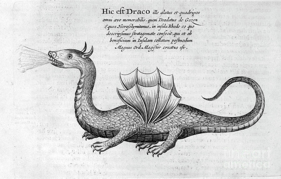 Dragon, 1678. Artist Athanasius Kircher Drawing by Print Collector