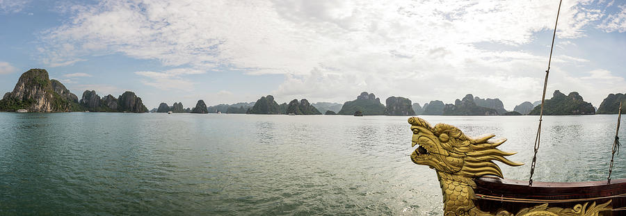 Nature Digital Art - Dragon Boat In Waters Of Ha Long Bay, Vietnam by Rosanna U