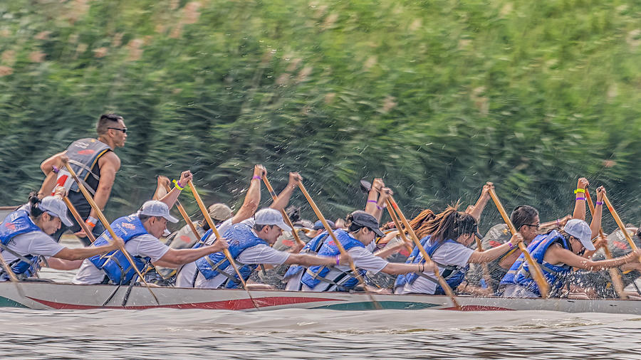 Action Photograph - Dragon Boat Race 3 by Jenny J Rao