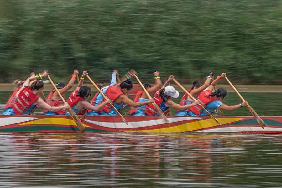 Action Photograph - Dragon Boat Race 4 by Jenny J Rao