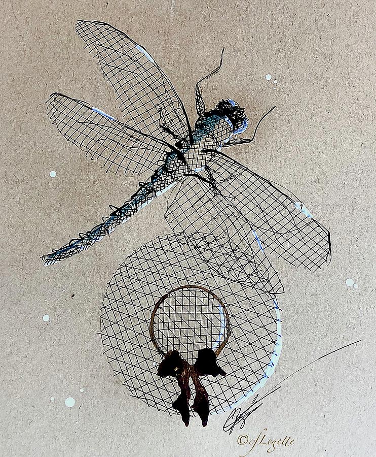 Dragonfly High Drawing by C F Legette