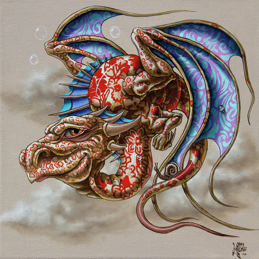 Dragon with a Snail Painting by Victor Molev