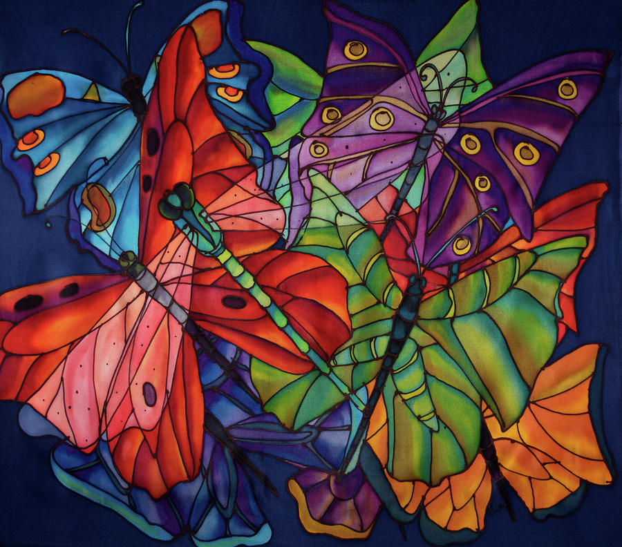 Butterfly Painting - Dragonflies And Butterflies by Holly Carr