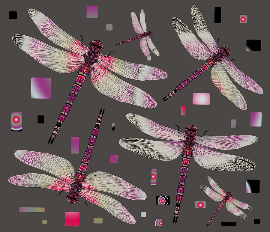 Nature Digital Art - Dragonflies Pink Flutter by Joan Stratton
