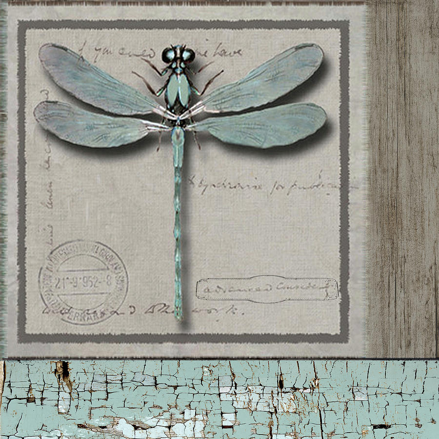 Blue Dragon Fly Mixed Media - Dragonfly Blue by Karen Williams