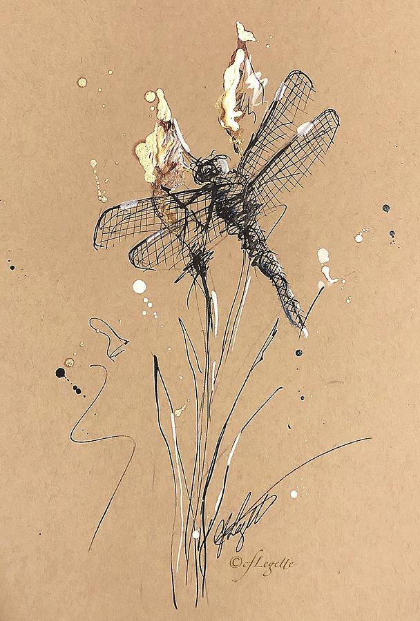 DragonFly Bulb Drawing by C F Legette
