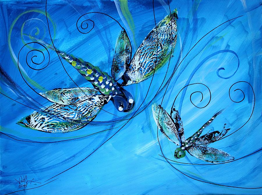 DragonFly Two in Blue Painting by J Vincent Scarpace