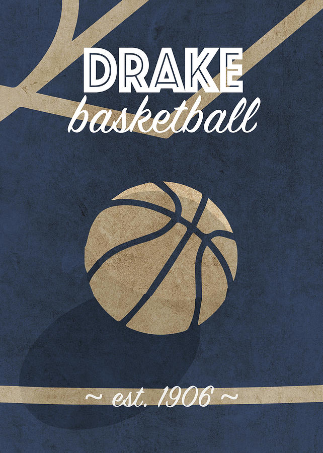 Drake Mixed Media - Drake Basketball College Retro Vintage Poster University Series by Design Turnpike