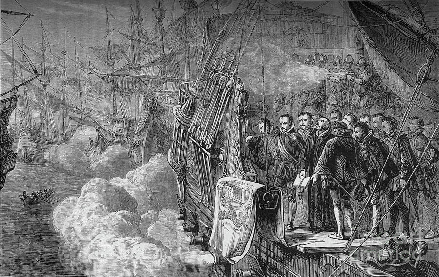 Black And White Drawing - Drakes Funeral, January 1596, C1880 by Print Collector