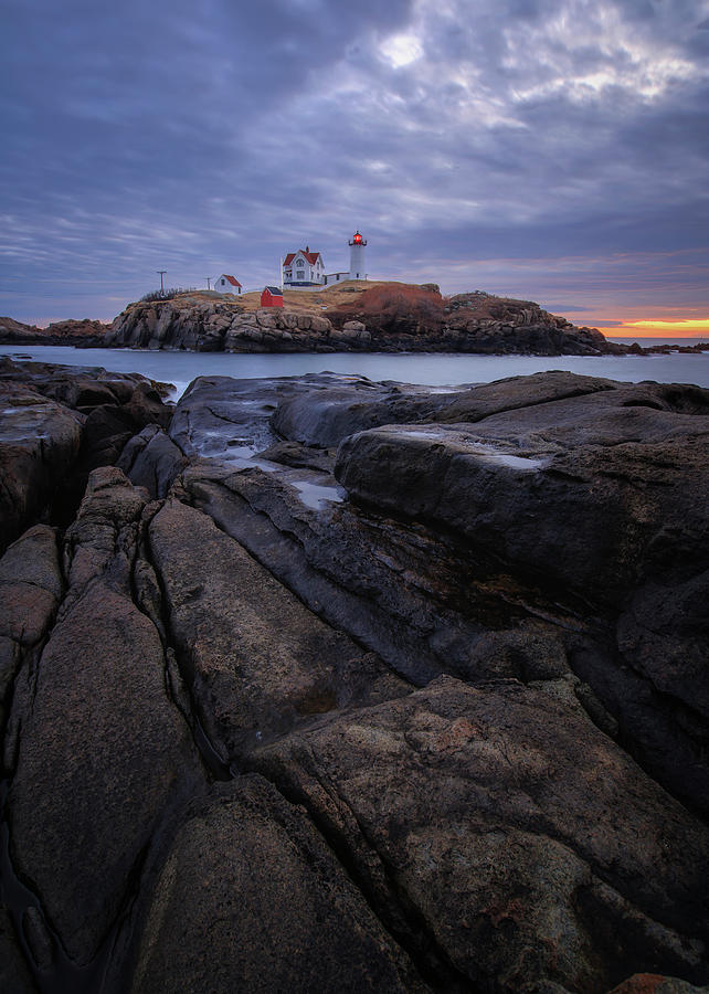 Winter Photograph - Drama over Nubble 2 by Tejus Shah