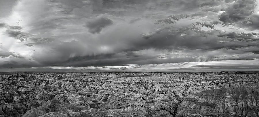 Dramatic Badlands Clouds BW Photograph by Joan Carroll