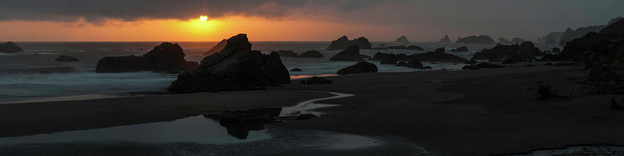 Dramatic Beach Sunset Panorama Pacific Photograph by Fotovoyager
