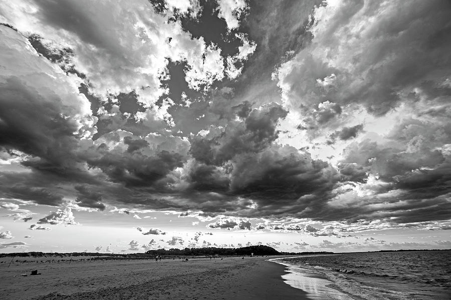 Dramatic Clouds over Crane Beach Ipswich MA Black and White Photograph by Toby McGuire