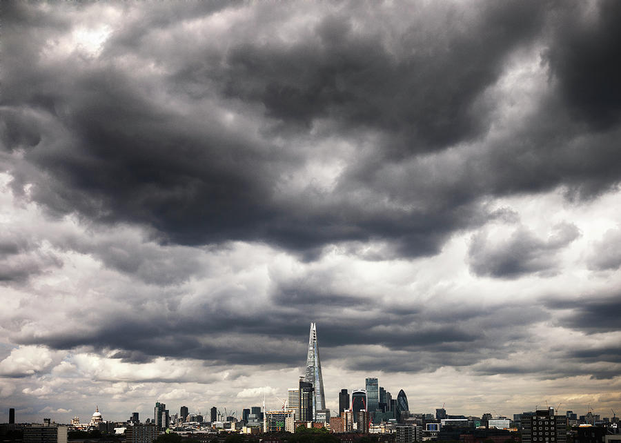 Dramatic Clouds Over London City Skyline Photograph by Shomos Uddin