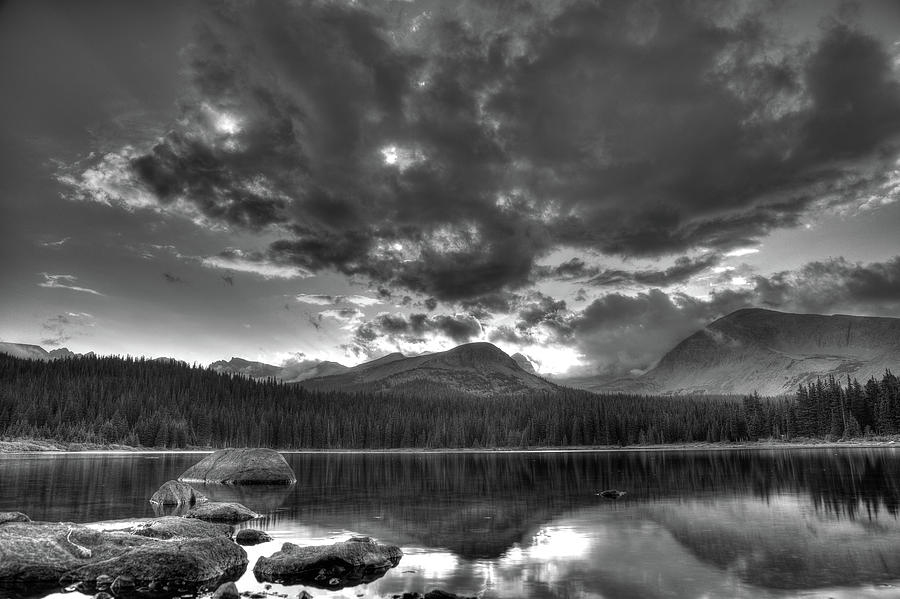 Dramatic Mountain Sunset in Black and White Photograph by Tony Hake
