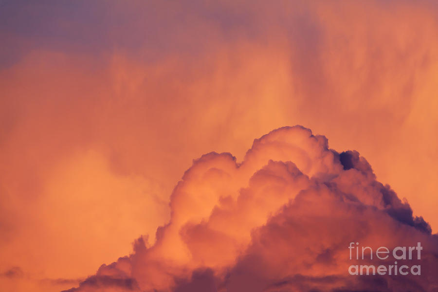 Dramatic orange clouds bellowing at sunset 0764 Photograph by Simon Bratt