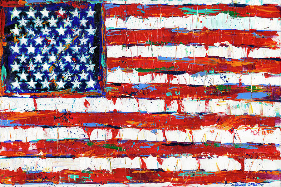 Independence Day Painting - Dramatic Stars & Stripes by Carolee Vitaletti