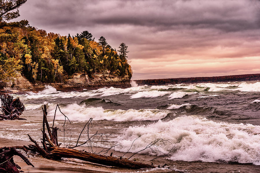 Dramatic Sunset At Pictured Rocks National Lakeshore Photograph