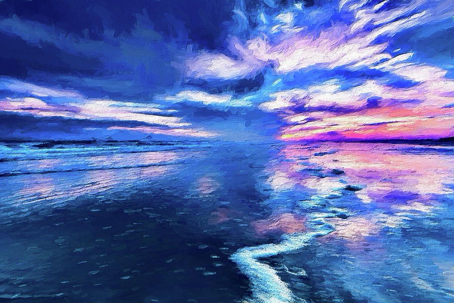 Dramatic Sunset on Sunset Beach AP Painting by Dan Carmichael