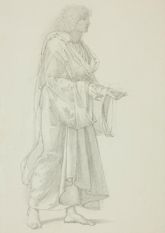 Draped Standing Male Figure Drawing by Edward Burne-Jones