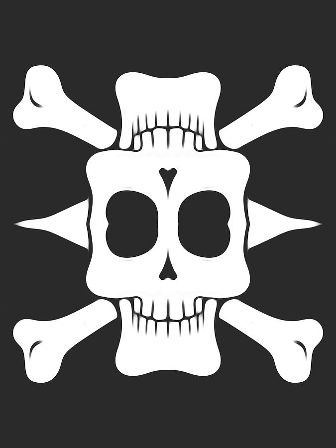 Drawing And Painting Skull With Bones In Black And White Digital Art by ...