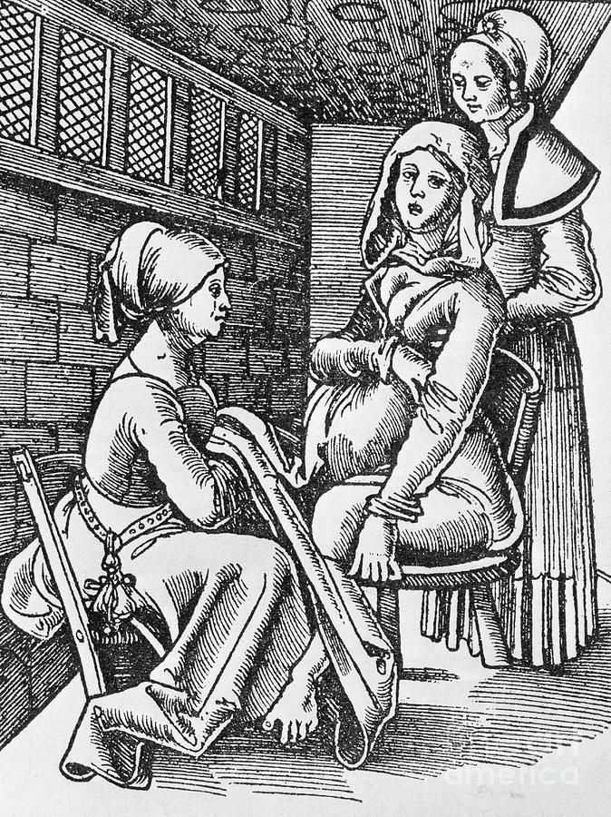 Drawing Depicting Midwife Assisting Photograph by Bettmann