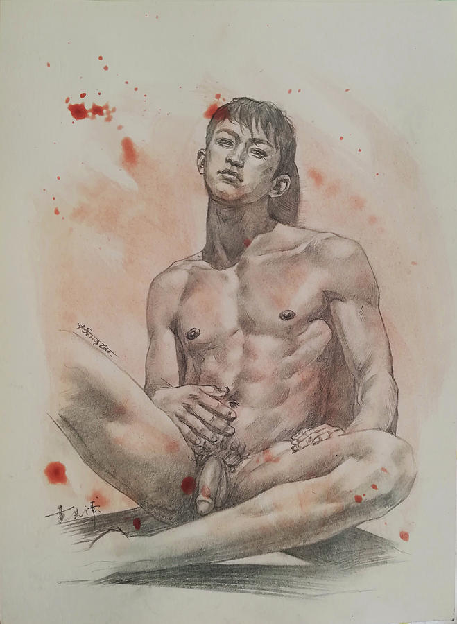 Male Nude Drawing - Drawing male nude #18924 by Hongtao Huang