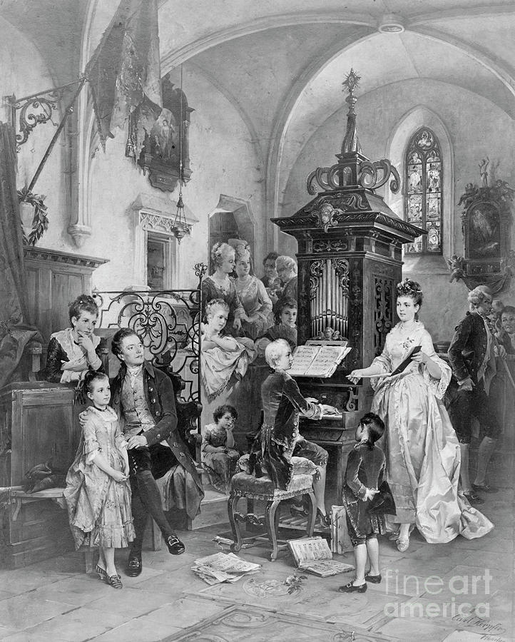 Drawing Of Mozart Playing Organ Photograph by Bettmann