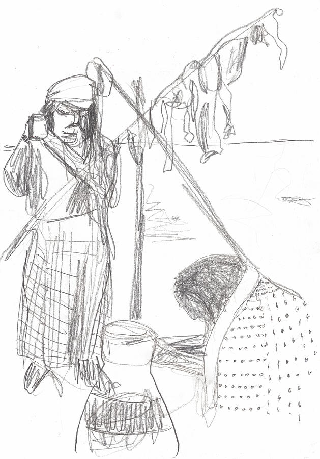 Drawing of Native Americans Drawing by Edgeworth Johnstone